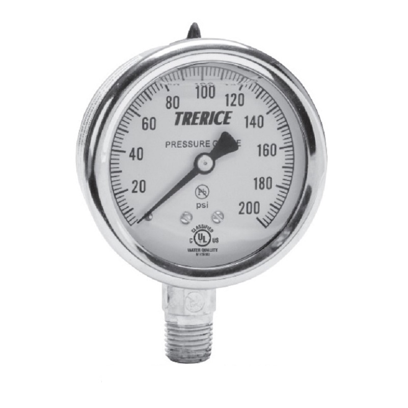 Pressure Gauge 0 to 15 PSI 2-1/2" Face Stainless Steel Case 1/4" Thread Lower Mount 